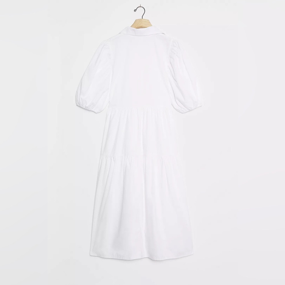 NWT Anthropologie AMADI Poplin Cordelia Puff Sleeve Minimalist Tiered Shirtdress - Picture 3 of 9